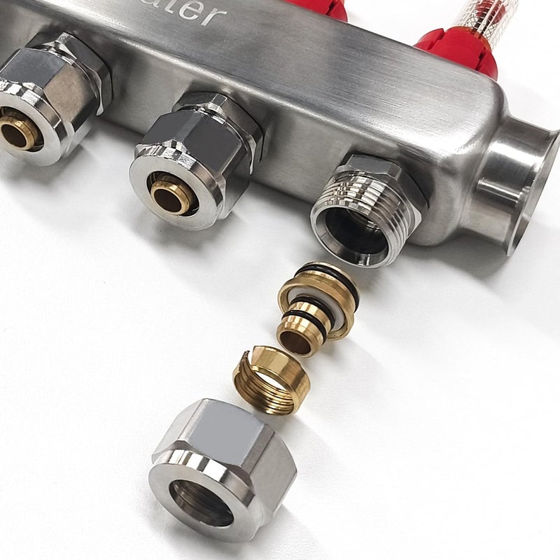 AB 2 Loop PEX/Radiant Manifold, 1/2 Inch Compatible Outlets, Up to 1.4 GPM Flow Valve for Hydronic Radiant Floor Heating(1/2" Connectors Included) - Image 3